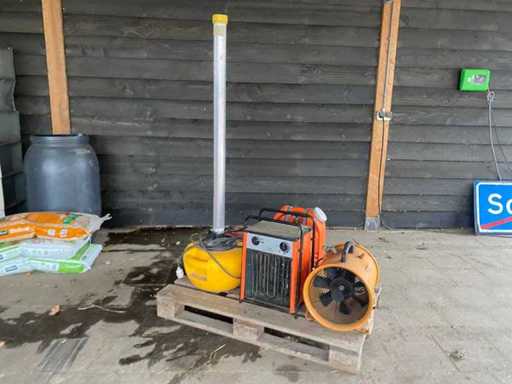 Ladung Ventilatoren, Licht und Rucksacksprüher