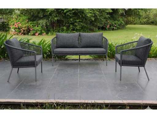 Garden Prestige - Lounge Set Reims Kussens Olefin Zwart Rope
