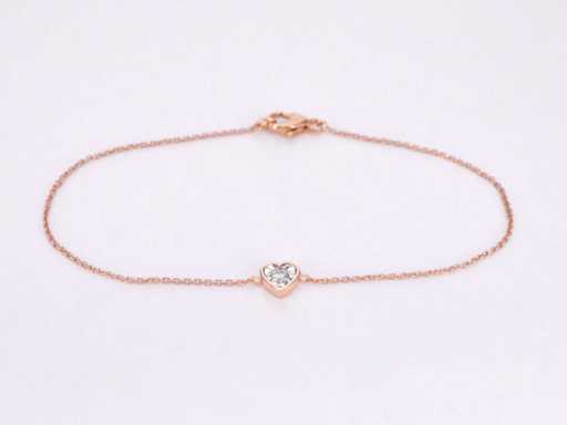 Rose gold bracelet with diamond heart 0.10 carat
