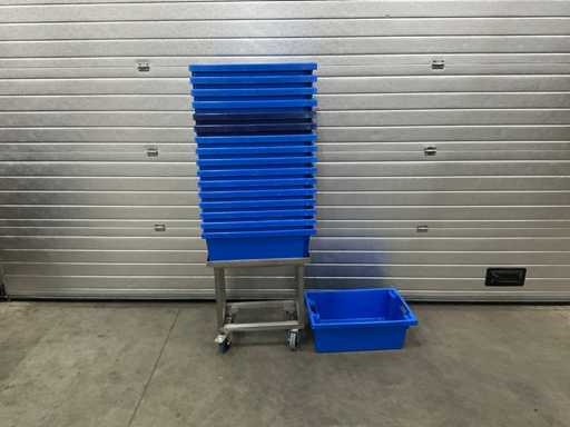 Psaplast plastic containers on stainless steel base (17x)