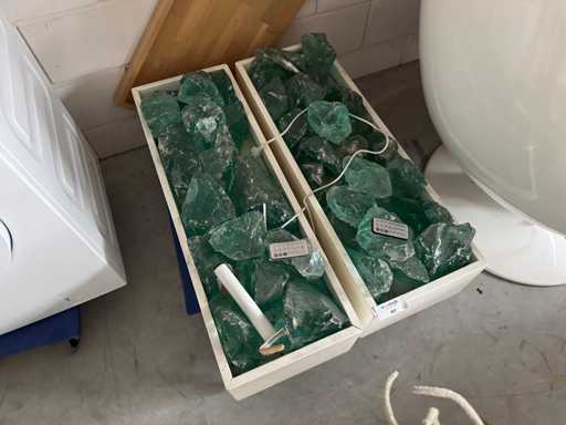 Plantenbak - met stenen - Decoratiemateriaal (2x)