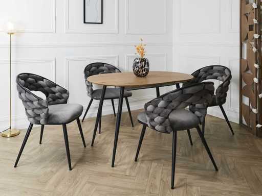 Stoel - Grey Velvet (x6)