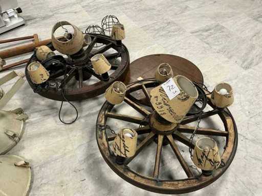 Wooden wagon wheel lamp (2x)