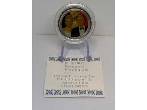 2 Euro Kolorowa Belgijska Para Królewska