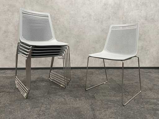 6x Gaber Akami - nestelbare kantinestoel - grijs