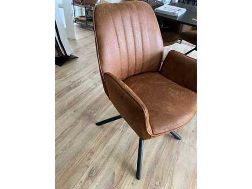 Krzesło jadalne (4x) z skórą koniakową z automatycznym zwrotem 