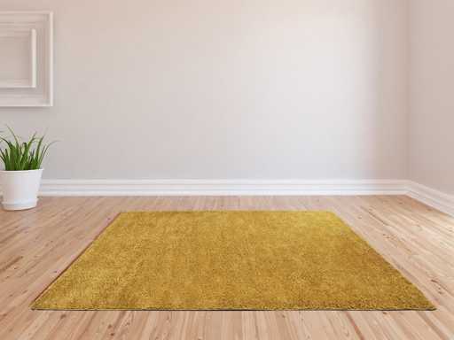 Tapis shaggy à poils longs - 120 x 170 cm - Jaune moutarde