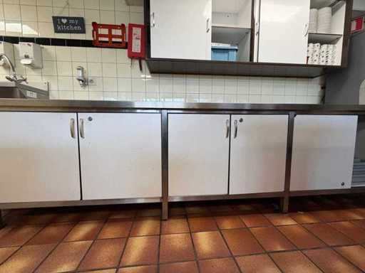 Établi en acier inoxydable avec portes à noyau massif