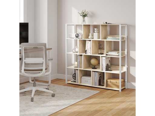 Bookcase Storage Shelf, Book Shelf with 14 Compartments in 4 Tiers