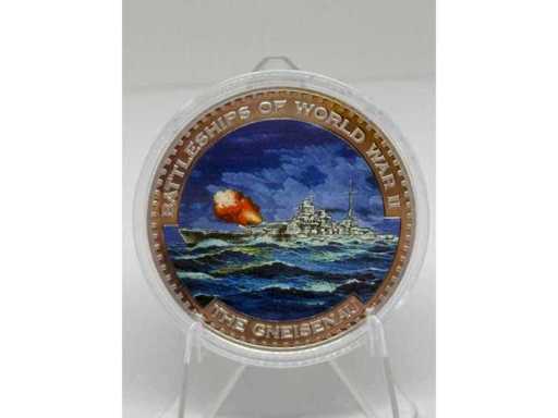 5 Kwacha colorati placcati d'argento – Corazzate della Seconda Guerra Mondiale: La Bismarck – Malawi 2009