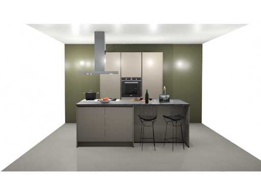 Cucina dell'isola Schüller con parete a ripostiglio