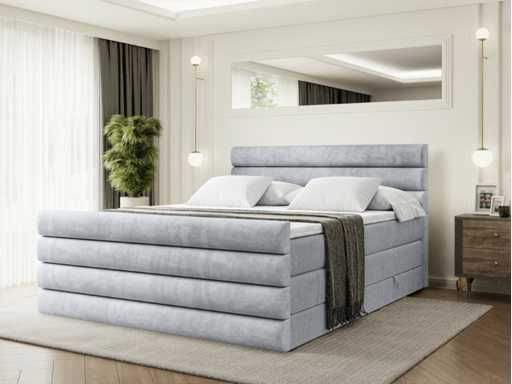 Box spring bed 180x200 - matras - matras topper - borst - grijs fluweel