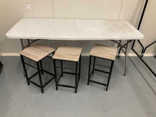 Folding table with 3 stools