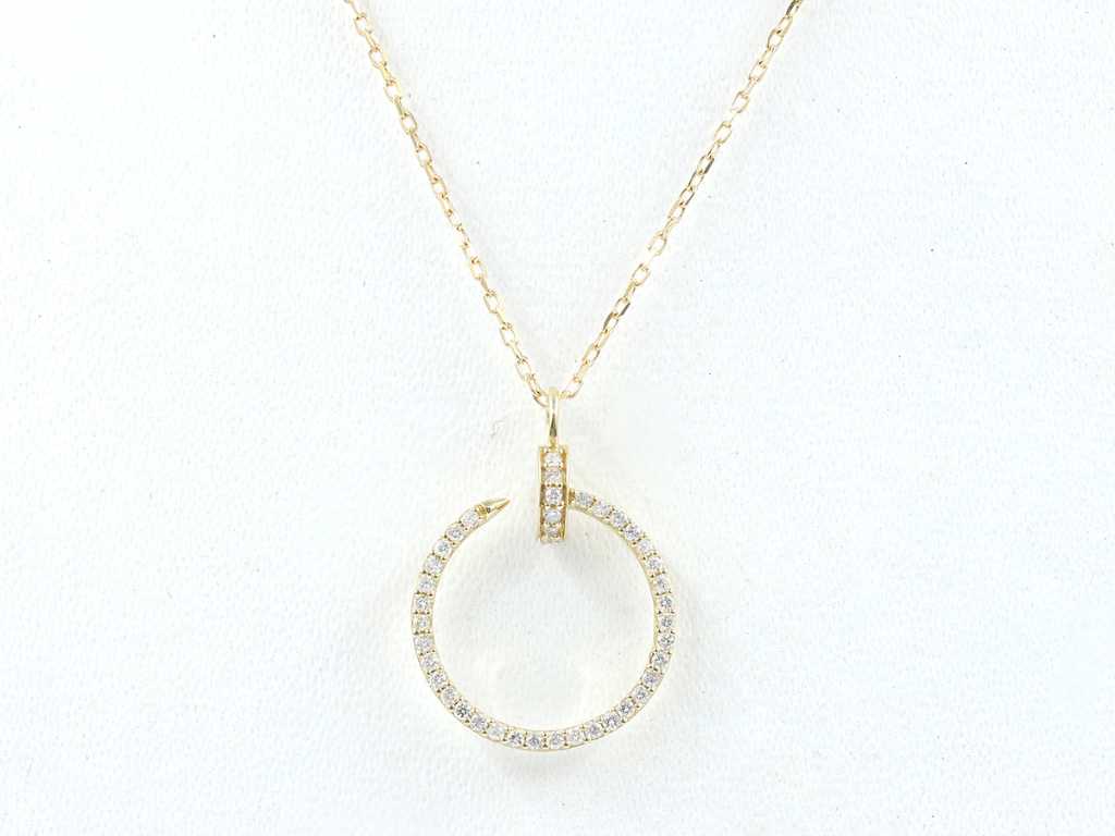14 Kt Yellow Gold Necklace With Natural Diamond Pendant