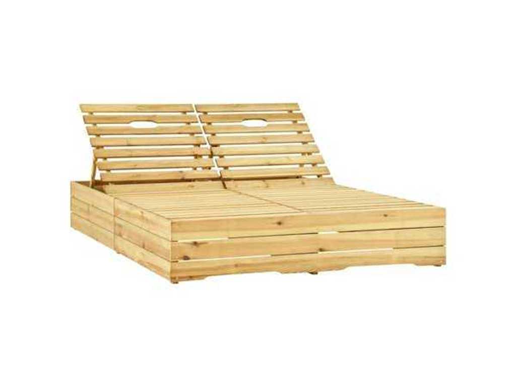 wooden lounger with table 198x140 cm