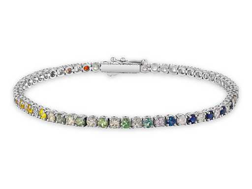 Magnifieke Luxe Natuurlijke Multicolor Saffierarmband 5,24 karaat in 18 karaat witgoud