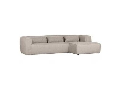 Woood - Sofa w narożniku fasoli z leżanką po lewej stronie - Melange - Beż - Zestaw sofy