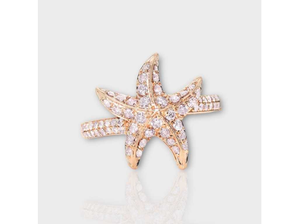 Luxe Ring Zeer Zeldzame Natuurlijke Roze Diamant 0.59 caraat
