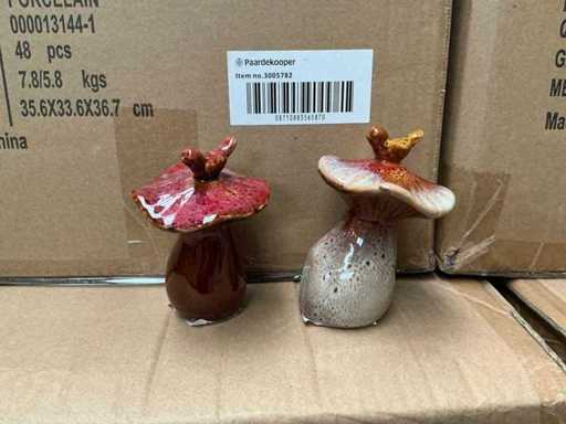 Partij Deco Mushroom/Bird L7xB7xH10,5cm red/blue (768x)