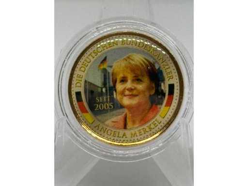 Plaqué or et colorisé 2 euros – Allemagne – Angela Merkel – Chancelière fédérale depuis 2005