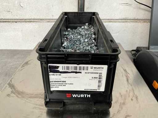 Würth 8.14 kg Zeskantmoer met flens M8 in stapelbare bak
