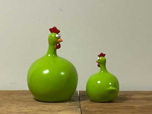 Set van 2 Bolkippen H25cm & H14cm Green