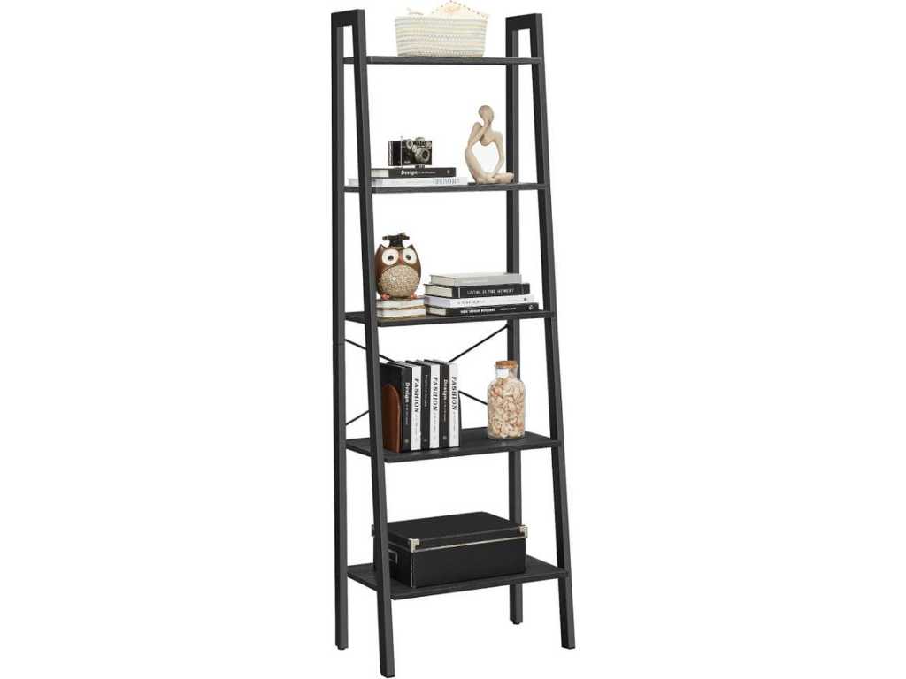 MIRA Home - Bookcase with 5 shelves - Bookshelf - Industrial - Wood - Metal - Black - 34x56x172