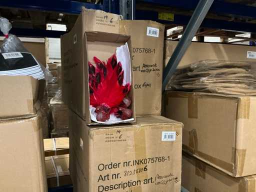 Partij Peacocks on clips 20cm red (240x)