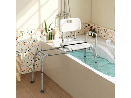 Sliding Bathtub Transfer Bench, Adjustable Bathtub Seat with Seat Belt