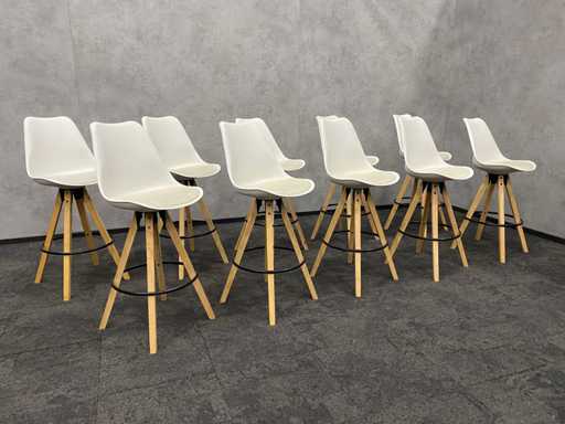 Sgabello da bar 10x ZH76 in sintetica pelle bianca