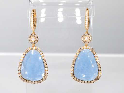 Crivelli-Goldohrringe mit natürlichen Edelsteinen und Diamanten