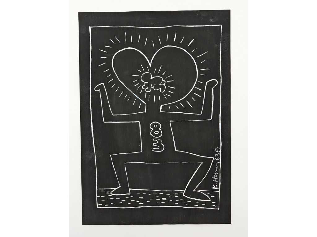 Dessin au feutre Keith Haring de 1983  - 83