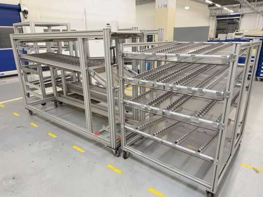   Chariot à étagères et racks à flux