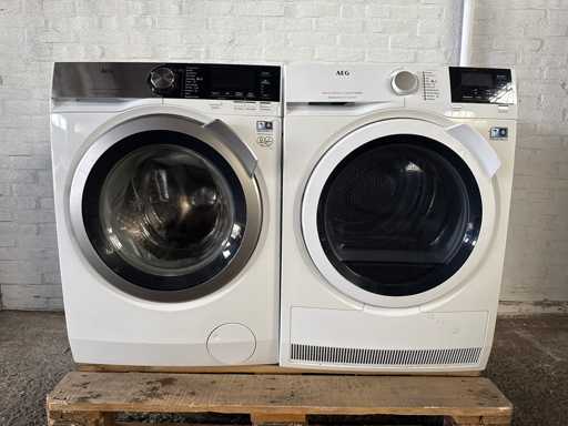 Machine à laver Aeg L7fe96cs 9kg 1600t | Sécheuse pompe à chaleur Aeg T8db84gw 8kg