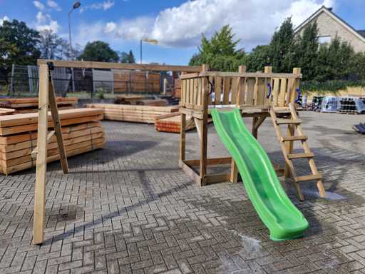 Tour de jeu indépendante avec balançoire et toboggan 410x300x200 cm