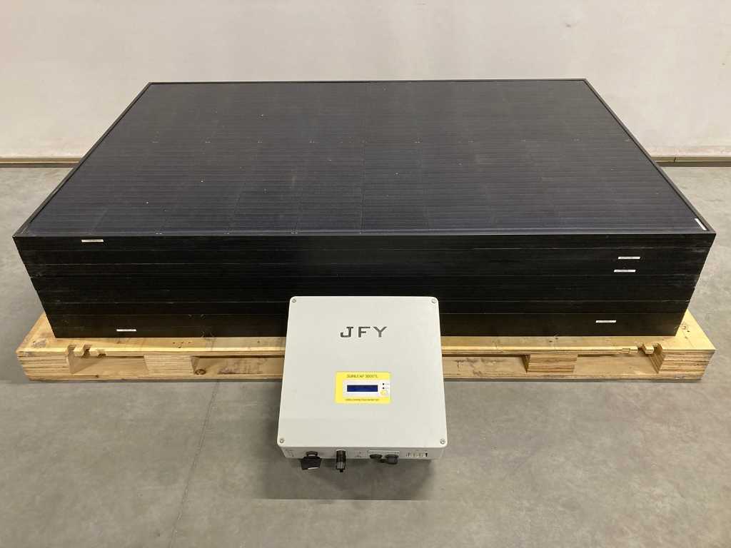 Izen - MP1720330 - set di 8 pannelli solari completamente neri usati e 1 inverter JFY 3.0 usato (1 fase)