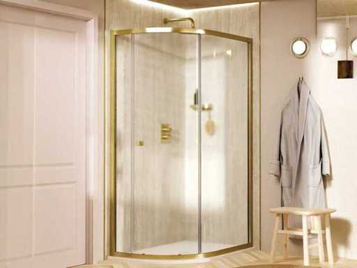 Crosswater Clear 6 Quadrant brushed brass Douchecabine 100x80