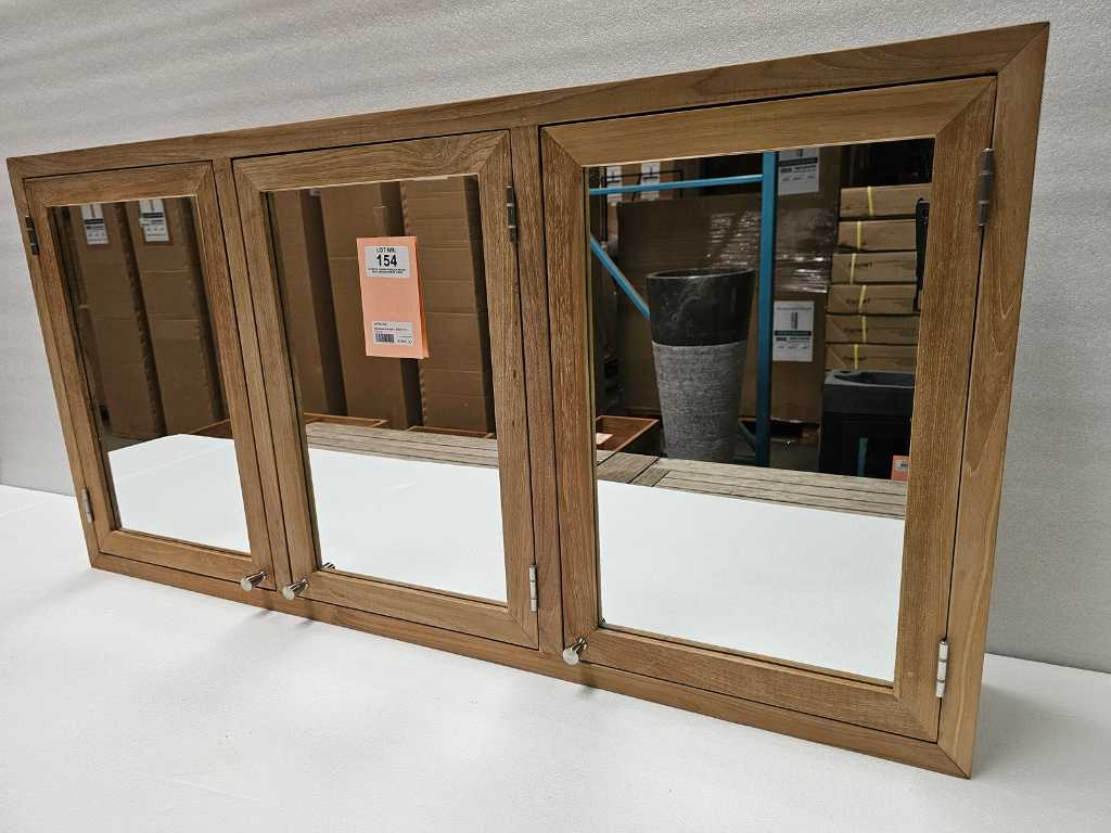 Essential Teak Mirror Cabinet Grenoble 120 x 50cm with 3 Doors