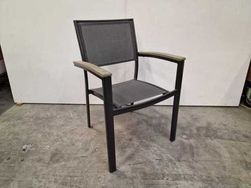 2 x Gardini - Alu Stapelstoel Antraciet - Textilene Zilvergrijs met Arm