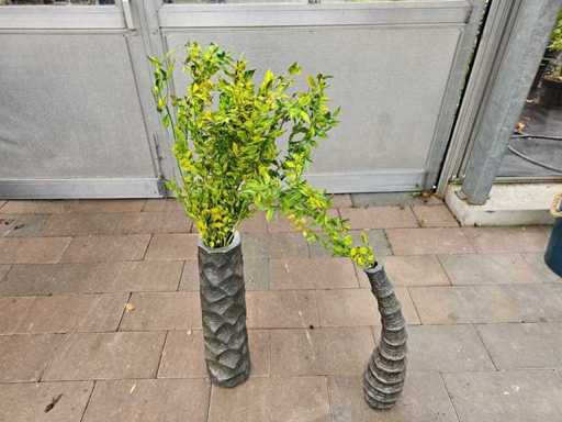 Exclusieve set van 2 glasvezelvazen inclusief kunstplanten - 110 cm