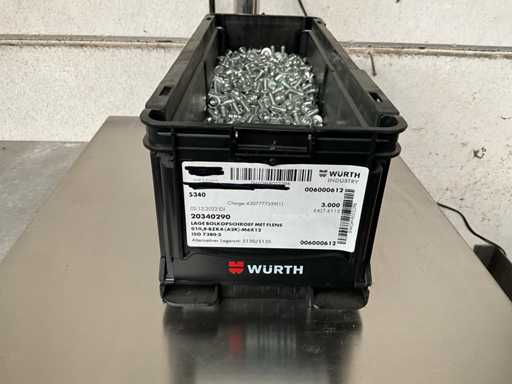 Würth 9,94 kg Vis à tête de bouton basse avec bride M6 x 12 pouces seau empilable