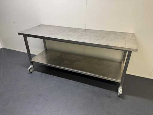 Tavolo da lavoro mobile in acciaio inox