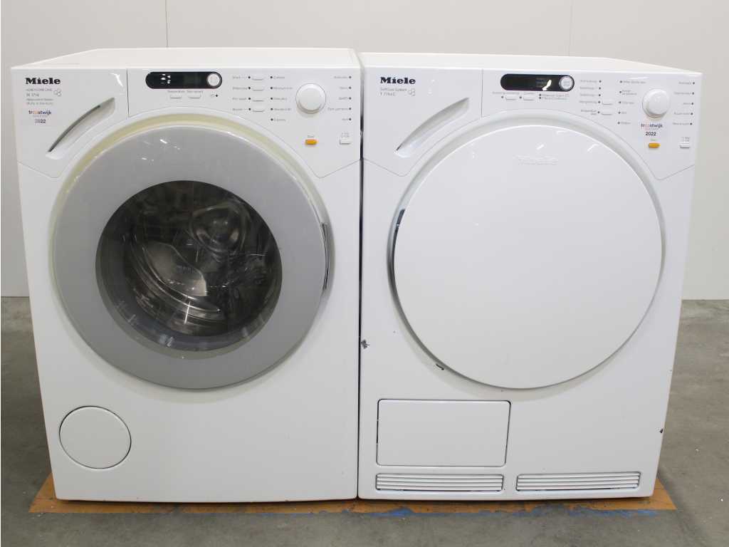 Mașină de spălat Miele W 1714 Honeycomb Care & Miele T 7744 C SoftCare System Dryer
