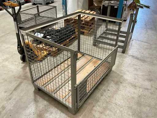 La caja de celosía de un palet europeo puede abrirse de lado, ver imagen