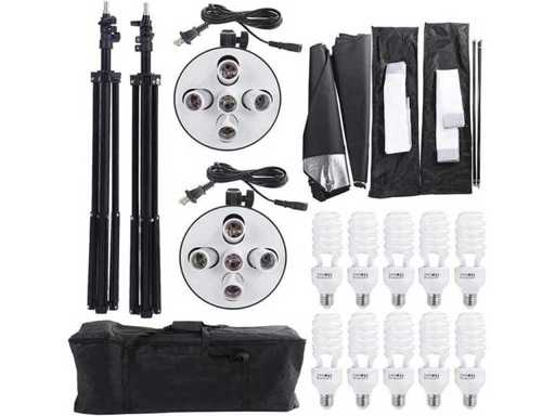 Un lot de 24 de kituri softbox profesionale complete - inclusiv 120 de lămpi (24x)