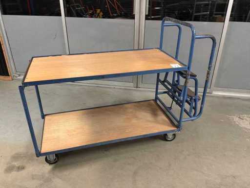 Fetra Shelf trolley/order picking trolley with 2-step ladder