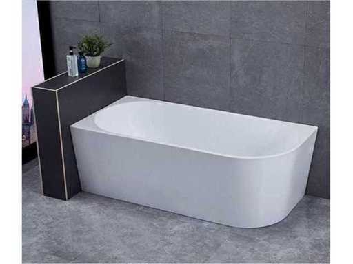 Baignoire semi-indépendante - Gauche - Rectangle - Baignoire d’angle - 80x170x58cm - Acrylique - Blanc brillant - avec déchets de bain et débordement
