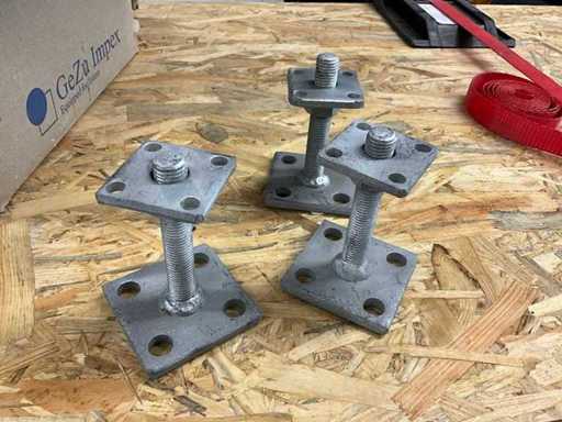 10 Stück Höhenverstellbare Pfostenfüsse Platte 7x7cm Höhe maximal 10 cm
