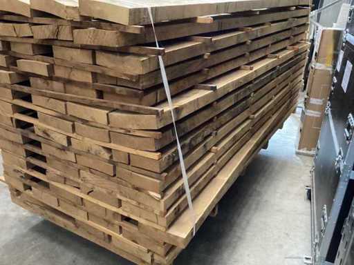 Oak extra rustic planed / boards edged on 4 sides / 2.60m long / max width board 23cm / thickness board 52mm / dry air-dried