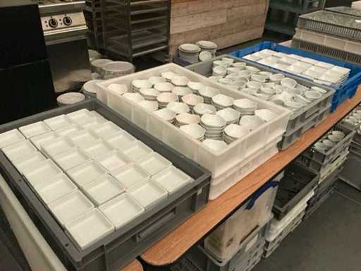 Lot of snacks, pots and bowls